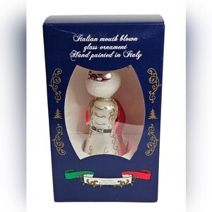 Bellagio Italian Mouth Blown Glass Santa Christmas Ornament Hand Painted Italy